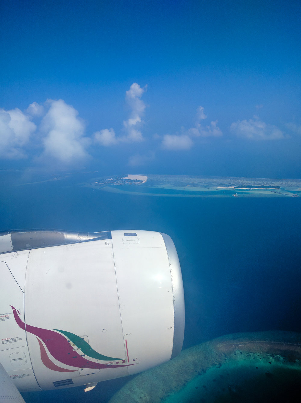  A pic from our decent into the Maldives. All of the islands were unique shapes and beautiful. Taken in 2016  